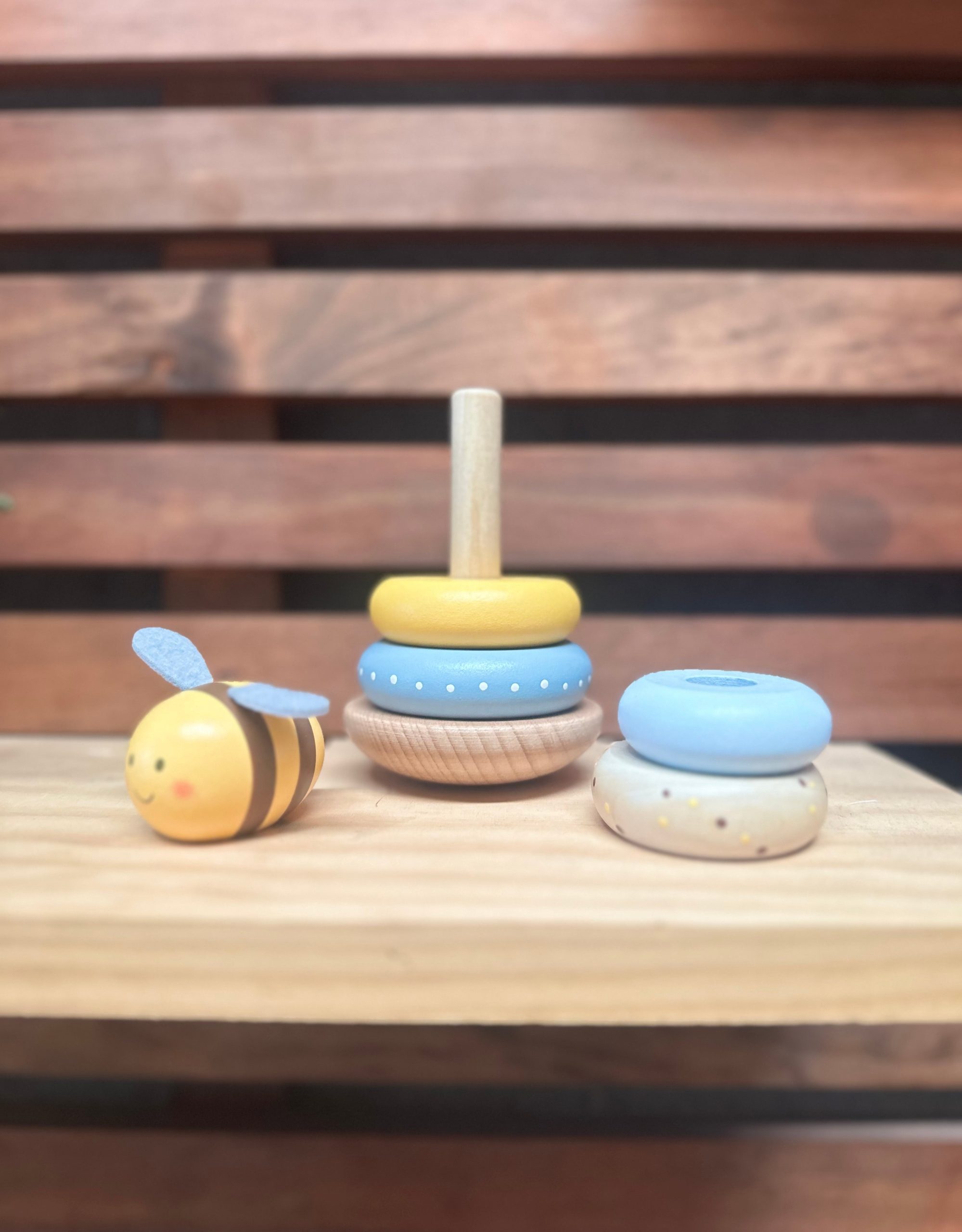 Wooden Ring Stacker Toy - Bee - Image 3