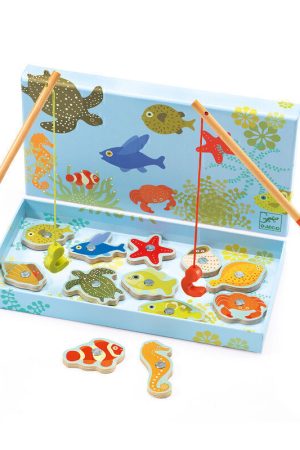 Djeco Wooden Magnetic 12 Piece Tropical Fishing Game