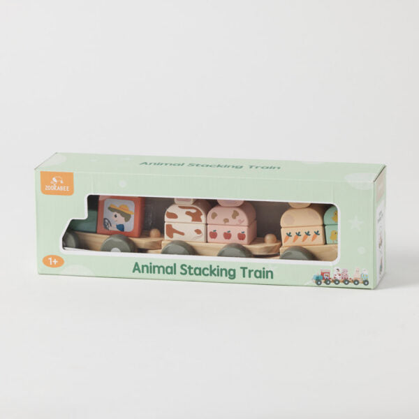 Wooden Farm Animal Stacking Train - Image 3